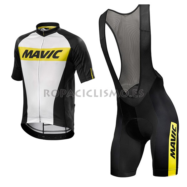 2017 Maillot Mavic Tirantes Mangas Cortas Blanco